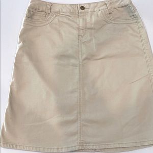 Tan stretch denim a line skirt size 14
